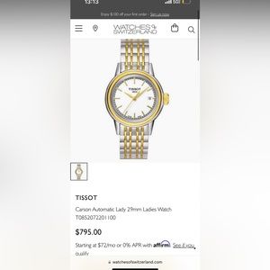 Tissot Stainless Steel Two-Tone Women’s Bracelet Watch